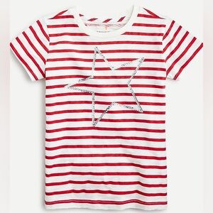 Crewcuts Graphic Tee | Short-Sleeve w/ Red Stripes and Embellished Star Sz XL